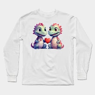 Valentine Dinosaur Couple Long Sleeve T-Shirt